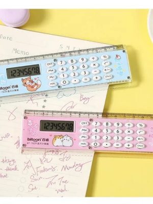 Cartoon Design 15 Cm Scale with Digital Calculator